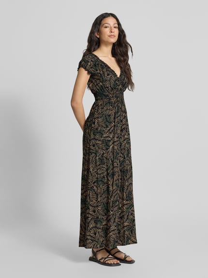 Apricot Maxikleid aus Viskose im Allover-Look Black 1