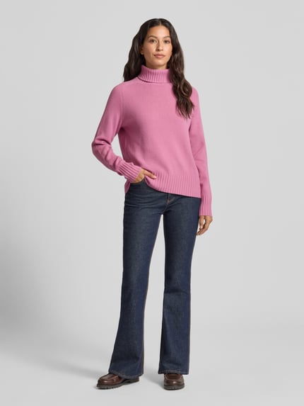 Fynch-Hatton Rollkragenpullover mit gerippten Abschlüssen Rose 1