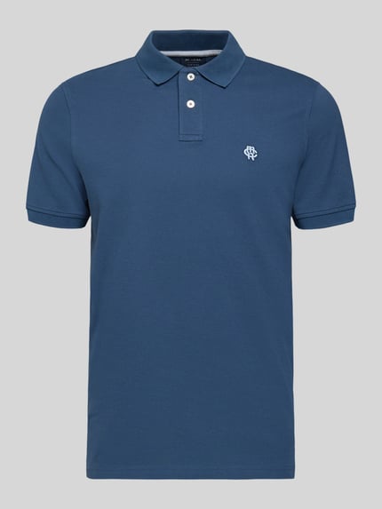 Produktfoto, Slim Fit Poloshirt mit Logo-Stitching von MCNEAL, czysta bawełna, krój slim fit, polokołnierzyk, długość pleców w rozmiarze M: 70 cm, kolor niebieski