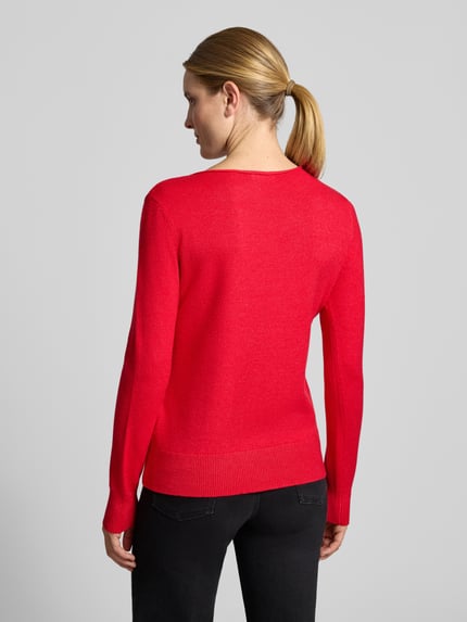 Christian Berg Woman Regular Fit Strickpullover aus Viskose-Mix mit U-Boot-Ausschnitt Dunkelrot Melange 5