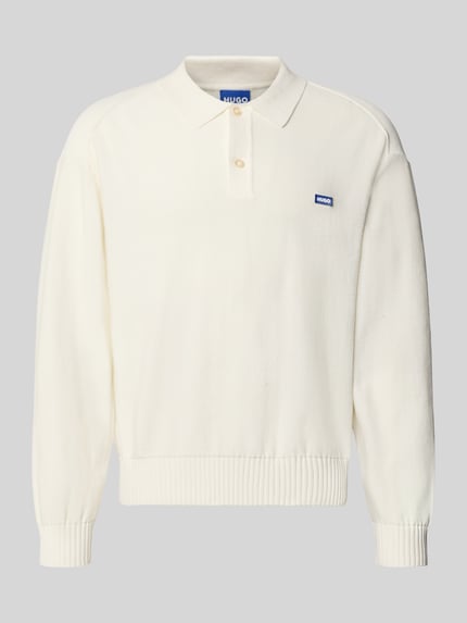 Produktfoto, Oversized Fit Pullover aus reiner Baumwolle Modell 'San Patty' von HUGO in Creme mit glatter Textur und Rippbündchen, Herren Pullover von HUGO Blue.