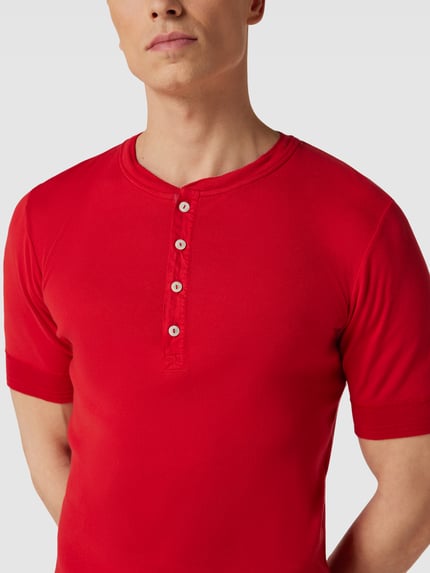 SCHIESSER T-Shirt mit kurzer Knopfleiste Modell 'Karl' Rot 3