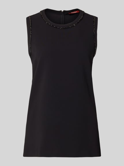 Max Mara Studio Regular fit blousetop met siersteentjes model 'MSTZAINO' Zwart - 2