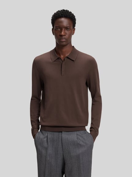 HUGO Regular Fit Poloshirt mit Feinstrickstruktur aus Viskosemix Dunkelrot 4