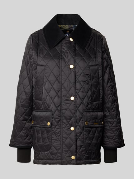 Barbour kurtka pikowana o kroju regular fit z aksamitnym kołnierzem model 'BEADNELL' Czarny 1