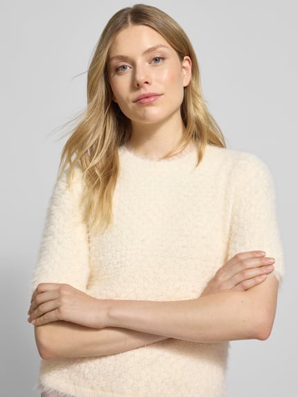 Max Mara Studio Slim Fit Pullover mit Perlenbesatz Weiss 3