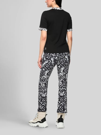 Marc Cain T-Shirt mit kontrastierenden Bundabschlüssen Black 5