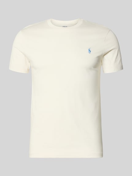 Productfoto, Regular Fit T-Shirt aus reiner Baumwolle van Polo Ralph Lauren voor heren, effen, korte mouw, ronde hals, logo-stiksel, jersey, wit