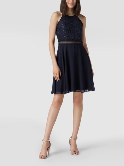 VM by Vera Mont Knielanges Cocktailkleid mit Paillettenbesatz Marine 1