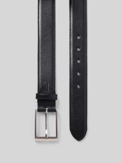 Produktfoto, Ledergürtel mit Dornschließe und Label-Detail von Lloyd Men's Belts, czarne, prawdziwa skóra, klasyczny, szerokość 125 cm