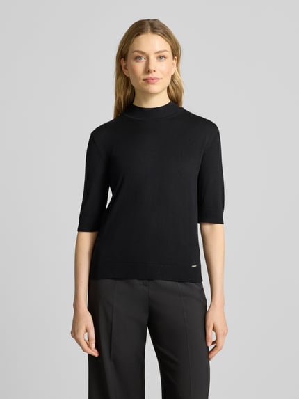MORE & MORE Strickshirt mit Stehkragen und 1/2-Arm Black 4