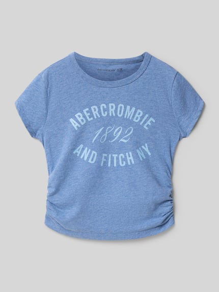 Abercrombie&Fitch regular fit T-shirt met rimpelingen Lichtblauw gemêleerd - 1
