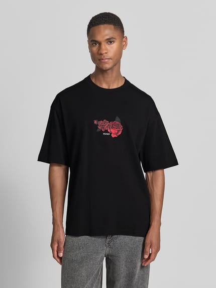 HUGO Oversized T-Shirt aus reiner Baumwolle Modell 'DOMANS' Black 4