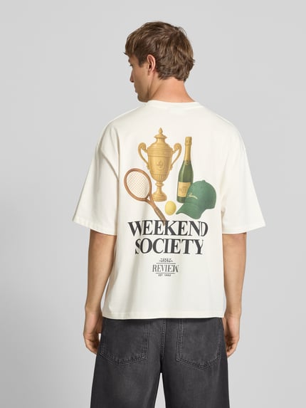 REVIEW Relaxed Fit T-Shirt mit Logo-Print Offwhite 5