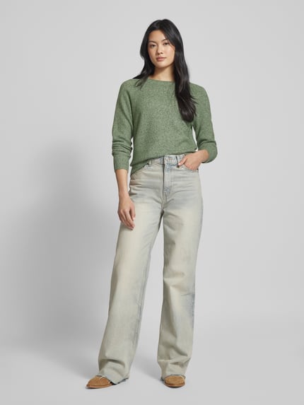 VERO MODA Regular Fit Strickpullover mit Crew Neck Modell 'DOFFY' Schilf 1