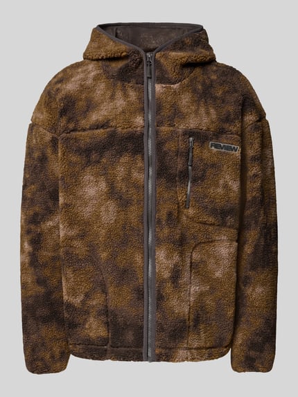REVIEW Teddyfell Jacke mit Reißverschlusstasche und Label-Detail Dunkelbraun 2