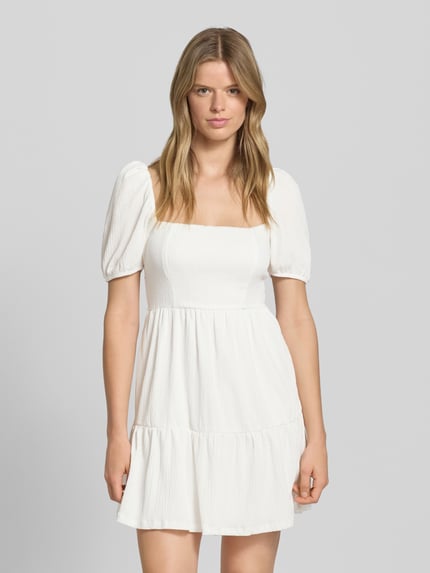 Gina Tricot Mini-jurk in laagjeslook met vierkante hals Ecru - 4