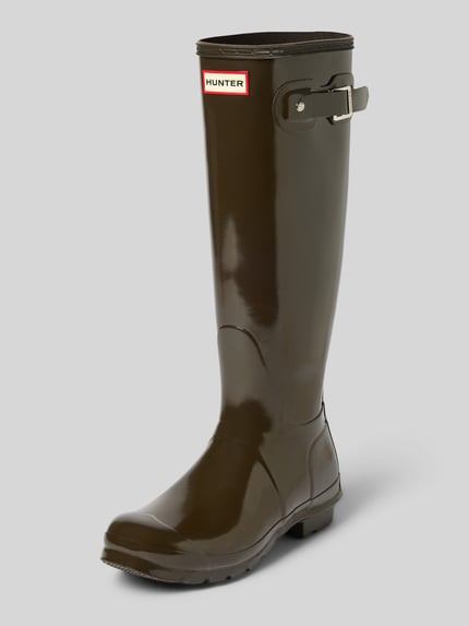 Hunter Gummistiefel mit verstellbarer Schnalle und Label-Detail Dunkelbraun 1