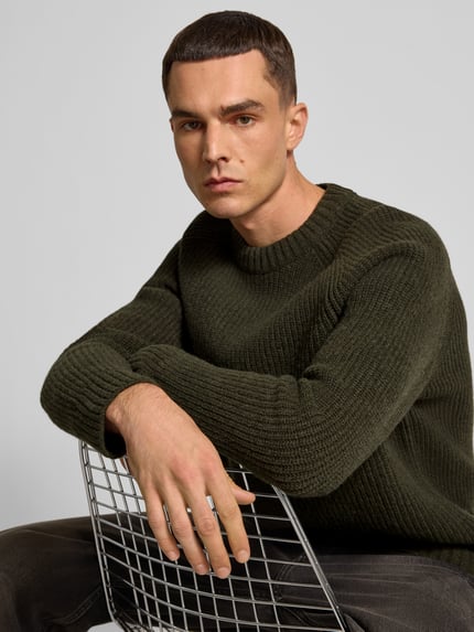 Closed Sweter wełniany o wyglądzie dzianiny Khaki 3