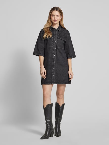 Selected Knielanges Jeanskleid mit Brustpattentaschen Modell 'HARPER' Black 1