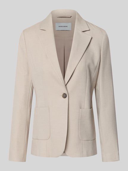 Produktfoto, Blazer mit Viskose-Anteil von MORE, elastyczna mieszanka materiałów, taliowany krój, nakładane kieszenie, kołnierz z połami, zapięcie na guzik, Długość tyłu w rozmiarze 36: 62 cm, Szerokość w rozmiarze 36: 46 cm, Długość rękawów w rozmiarze 36: 64 cm