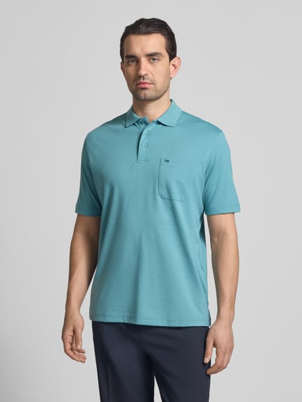 Christian Berg Men Koszulka polo o kroju regular fit z brustaszą Metaliczny zielony 4