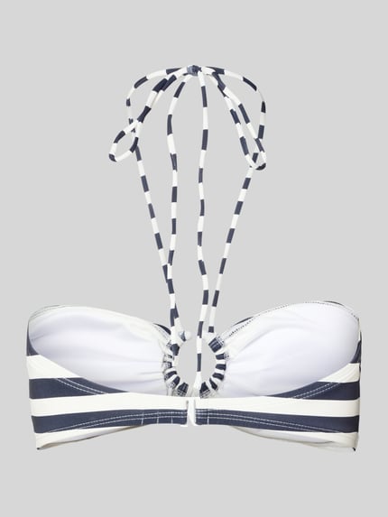 Produktfoto, Bikini-Oberteil mit Neckholder von Michael Kors, elastischer Material-Mix, Bandeau-Optik, navy-weiß gestreift, mit Raffungen