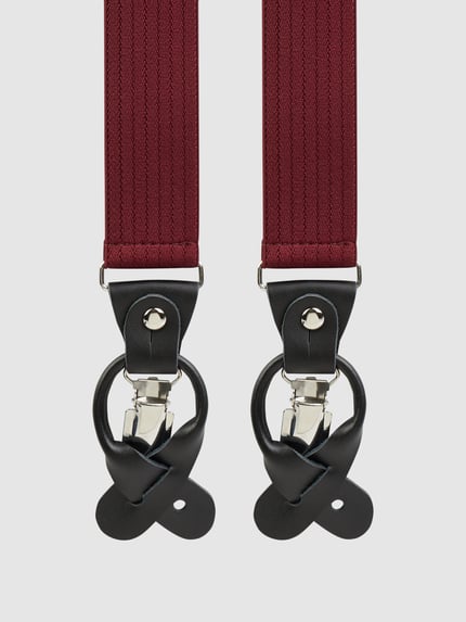 Produktfoto, Längenverstellbare Hosenträger in Y-Form von Willen aus Material-Mix mit Stretch-Anteil in Dunkelrot, Breite 3,5 cm, Detailansicht