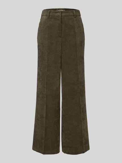 Produktfoto, Relaxed Fit Cordhose seitliche Eingrifftaschen Modell 'ALEXIS' von CAMBIO, Damen Cordhose in Olivgrün, grobe Cordstruktur