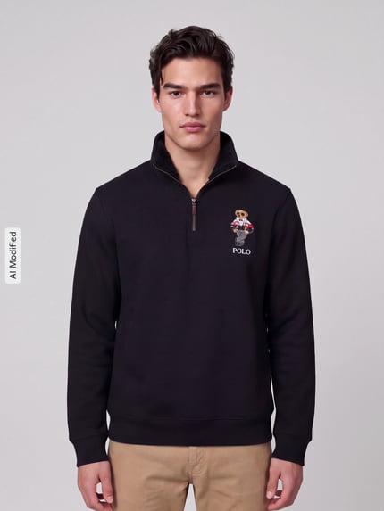 Polo Ralph Lauren Rollkragenpullover mit gesticktem Bärenmotiv Black 4