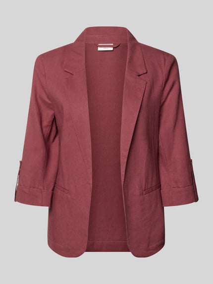 Produktfoto, Relaxed Fit Blazer aus Viskose-Leinen-Mix Modell 'GOA' von Only, kolor jednolity, rewers, rękaw 3/4, kieszenie listewkowe