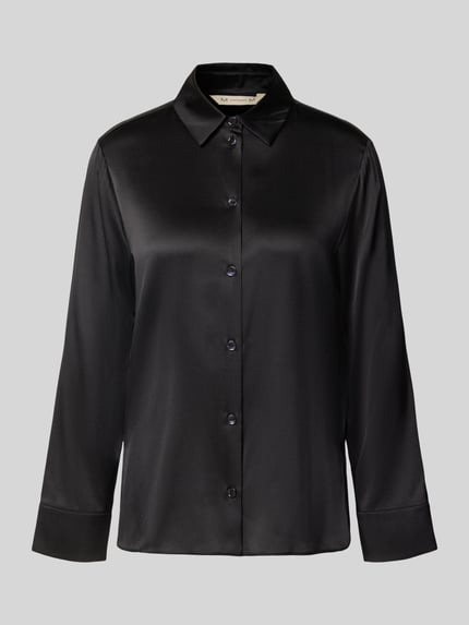 MM by Max Mara Longline blouse met lange mouwen van zijde met labeldetail Zwart - 2
