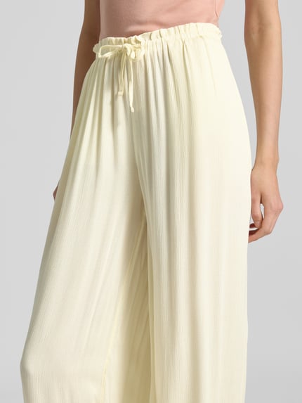 REVIEW Wide leg stoffen broek met tunnelkoord Offwhite - 3