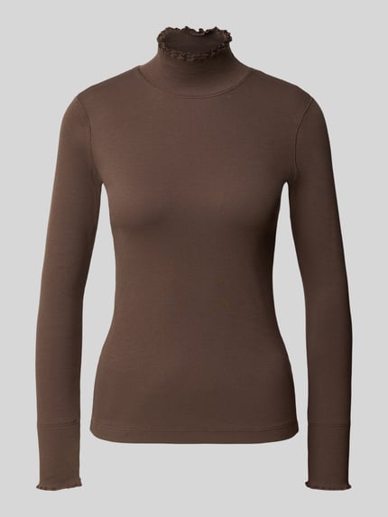 Marc Cain Langarmshirt mit Rüschenkragen Mittelbraun 2