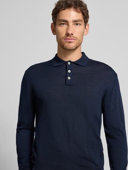 Manuel Ritz Regular Fit Poloshirt aus Schurwolle Marine 3