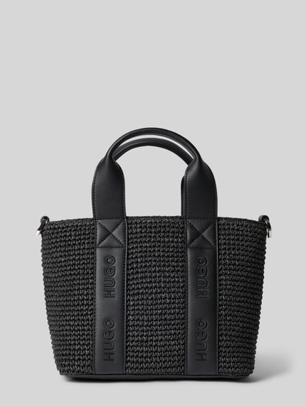 Produktfoto, Henkeltasche aus Papier Modell 'BECKY ST_MINI TOTE' von HUGO w jednolitym kolorze, faktura plecionki, główna komora, zamek błyskawiczny, odpinany pasek na ramię