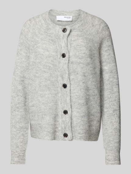 Selected Regular Fit Cardigan aus Woll-Mix mit Alpaka-Anteil Modell 'LULU' Hellgrau Melange 2