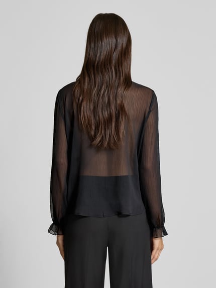 FREE/QUENT Regular fit blouse met ruches, model 'Ditte' Zwart - 5