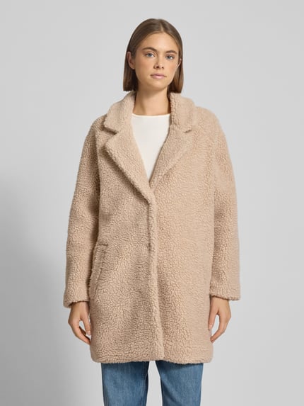 ONLY Relaxed Fit Teddy-Mantel mit Reverskragen Modell 'NEWAURELIA' Sand 4
