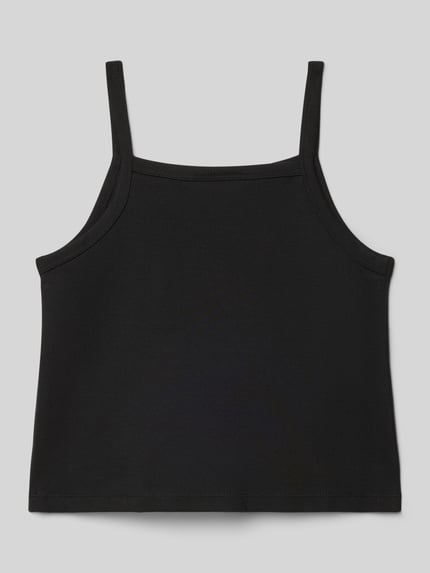 Produktfoto, Regular Fit Trägertop aus Viskose-Mix Modell 'PUNTO STRAP TOP' von Calvin Klein Jeans in Schwarz, unifarbene Optik, schmale Träger