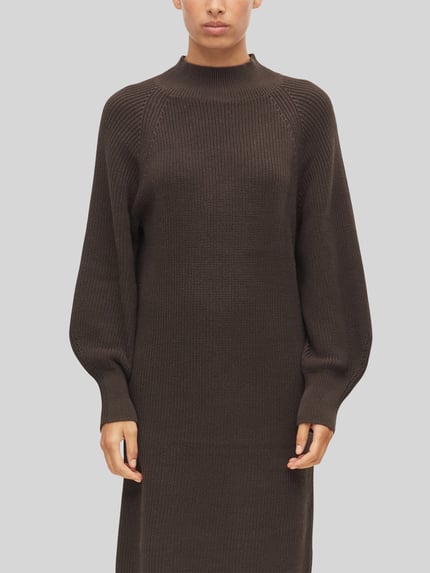 s.Oliver RED LABEL Strickkleid mit Ballonärmeln Dunkelbraun 3