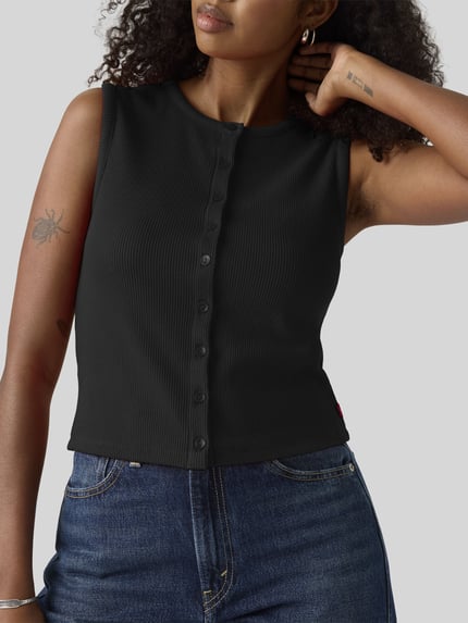 Levi's® Top van ribtricot met knoopsluiting Antraciet - 3