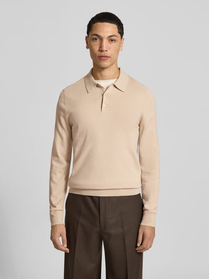 Filippa K koszulka polo o kroju regular fit z mieszanki wełny Beżowy 4