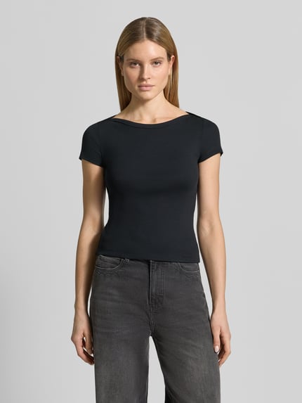 Jake*s Casual T-Shirt mit U-Boot-Ausschnitt Black 4