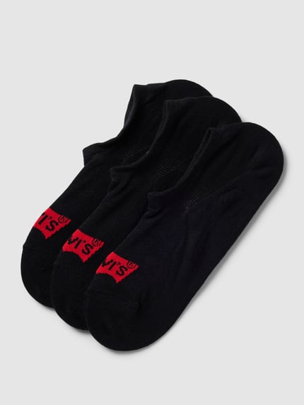Levi's® Füsslinge mit Label-Detail Modell 'BATWING' im 3er-Pack Black 1