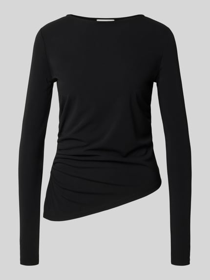 GUIDO MARIA KRETSCHMER WOMAN Slim fit shirt met lange mouwen in geplooide look, model 'Hellen' Zwart - 2