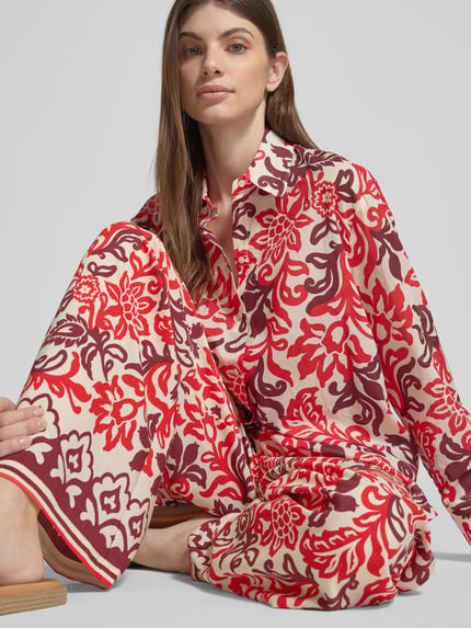 MANGO Regular Fit Bluse im Allover-Look Modell 'JULIA' Rot 3