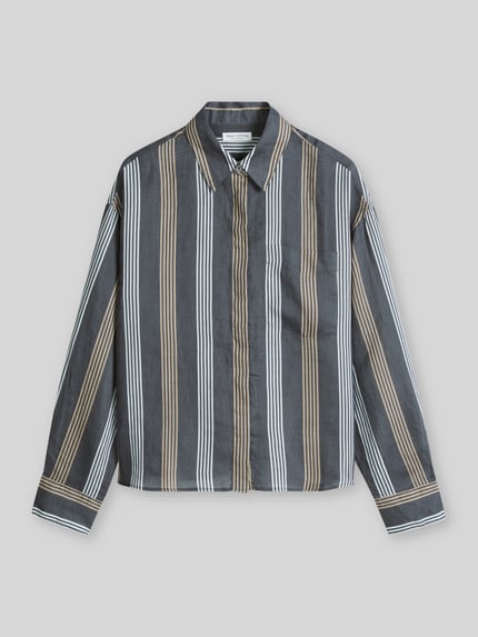 Marc O'Polo regular fit blouse met all-overprint Donkergrijs - 2
