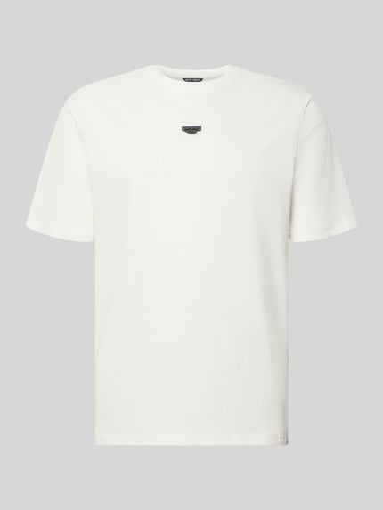 Produktfoto, T-Shirt mit Label-Detail von Antony Morato in Weiß aus reiner Baumwolle mit geripptem Rundhalsausschnitt und Regular Fit.