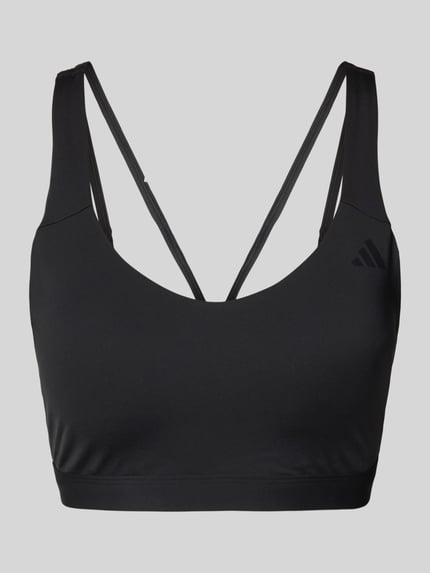 Produktfoto, Sport-BH mit Logo-Detail von adidas Sportswear aus Elastischer-Material-Mix in Schwarz mit eng anliegendem Schnitt, Logo-Detail